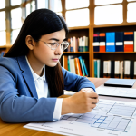 A focused, professional woman, dressed in a modest business casual outfit, is seated at a large wooden desk. She intently observes a complex diagram or mind map spread out on her desk, which visually represents the interconnectedness of grammatical cases in a foreign language. Her expression shows deep concentration and a subtle hint of understanding dawning. The environment is a brightly lit, modern study or a quiet university library, with blurred bookshelves in the background, creating a calm and conducive atmosphere for deep learning. perfect anatomy, correct proportions, natural pose, well-formed hands, proper finger count, natural body proportions, professional photography, high resolution, soft lighting, sharp focus, fully clothed, modest clothing, appropriate attire, professional dress, safe for work, appropriate content, professional, family-friendly.