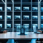 러시아어와 러시아 인공지능 - A futuristic office scene showcasing a diverse team of AI developers in Berlin working on advanced n...